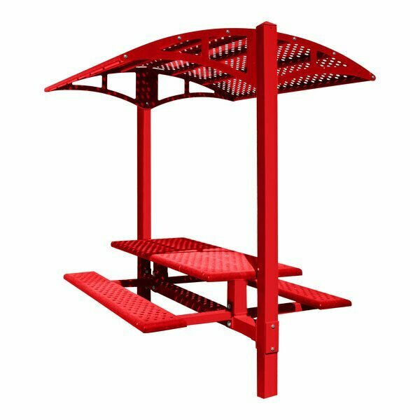 Paris Site Furnishings PSF Shade Series 6' Carmine Red Picnic Table with Canopy - 85.5'' x 78'' x 97.375'' 969DPS6PSSBR